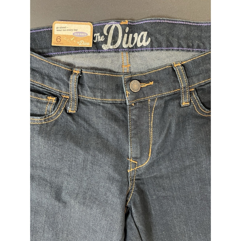 Old Navy The Diva Low Rise Stretch Flared Jeans Women's Size 6 Dark Wash NWT Y2K - Picture 4 of 11